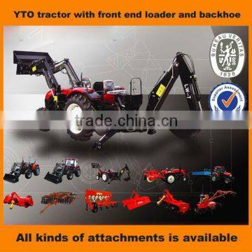 farm tractor with front end loader and farm implements