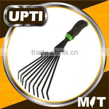 Taiwan Made 9 Teeth Garden Fan Rake with Two-tone Ergo Handle Garden Metal Fan Rake Steel Fan Rake