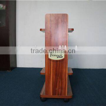 Customized Flooring Detachable 4-tier Wheels Retail Store Wood Display Shelf photo-4