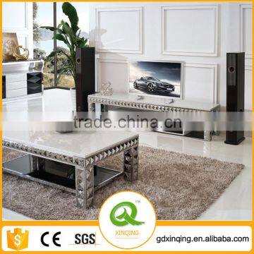 Xinqing Furniture High Gloss Metal Tempered Glass Coffee Table C338 photo-2