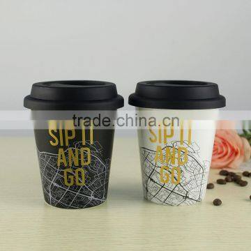 Anti Spill Double Wall Ceramic Travel Mug Double Wall Ceramic Mug photo-2