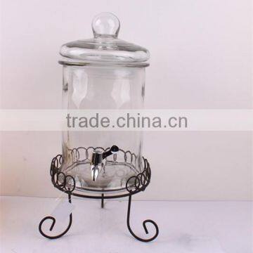Colored Glass Beverage Jar With Pump photo-5