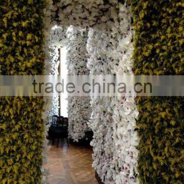 Home and outdoor decoration synthetic cheap hanging artificial plastic vertical green grass flower texture wall E08 04S01