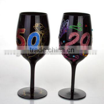 FDA,Eco-friendly black hand paint birthday celebrate party wine glass