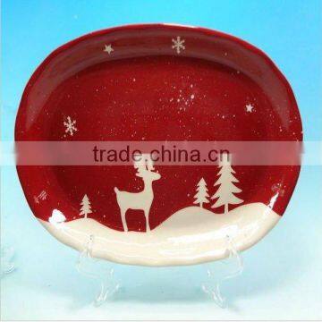 2012 novelty red ceramic Christmas plate