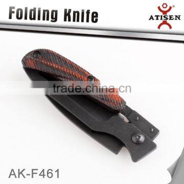 Newest Tactical Folding Knife Color Wooden Handle 3Cr13 Etching Black Coating Blade Camping Tools photo-3