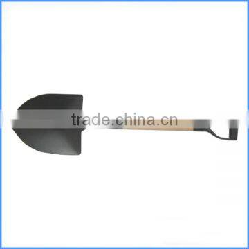 round pointed steel shovel with wooden handle