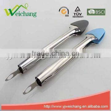 WCFT212 Premium Stainless Steel Food Tong with Locking Mechanism and Large Loop Heat Resistant Silicone Heads, Good Grip