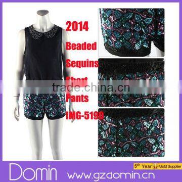 2014 New Fashion Beaded and Sequin Ladies Embellished Short Pants