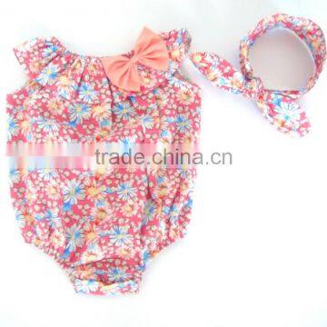 Summer Baby Clothes Romper and Headbands Set Bow Baby Girls Onesie photo-1