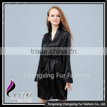 CXLLSP04 Black Sexy Silk Night Robe Homewear Sleepwear photo-2