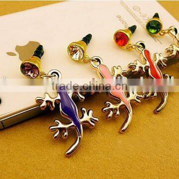 Cute Gecko Mobile Phone Accessories Jewelry Fashion Metal Gold Phone Dust Plug in Bulk photo-2