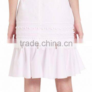 High Fashion Elegant White Knit Skirts Cut Out Crochet Trim Track Midi Skirt For Ladies photo-4