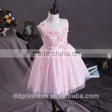 Summer Floral Dress Girls Pink Dressing Gown Fashion Puffy Children Clothes Dress photo-2