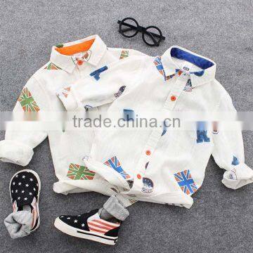 2017 wholesale new spring fashion printing long sleeve boy kids t shirt