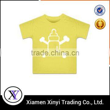 High fashion short sleeve o-neck yellow kids solid t-shirts