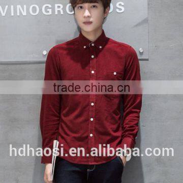 2016 Autumn New Arrival 100% Polyester Corduroy Fashion Long Sleeve Mens Dress Shirts photo-5