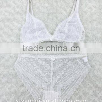 Sexy Ladies Transparent Lace Front Closure Soft Cup Bra Panty Set