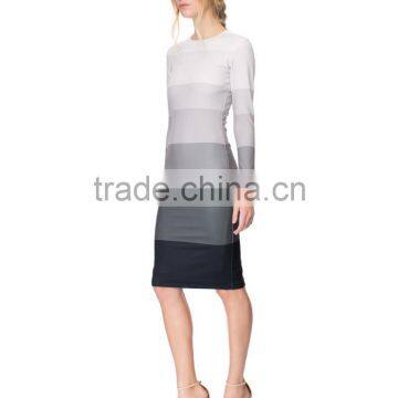 Silm Fit Gradient Stripes Tone Dress With Zip Fastening on the Back photo-3