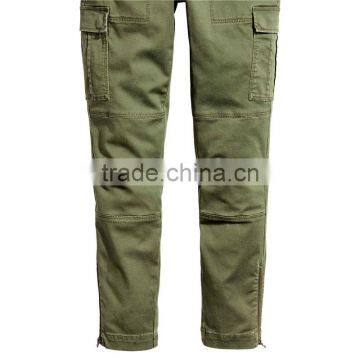 Womens Washed Khaki Green Cargo Pants Work Pants for Ladies photo-4