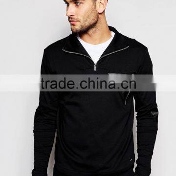 zip High Neck Sweatshirt With PU Trims