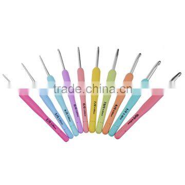 Brand New 10 Pcs Sizes 2.0mm-6.0mm New Colorful TPR Soft Handle Aluminum Crochet Hooks Knitting Needles Set Hot Sale photo-3