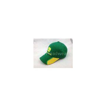 large Green 6 Panel college Cotton Baseball Cap for womens , Velcro Closure