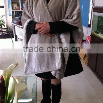 Khaki Elegant Custom Sherpa Blanket Mantas Cappa Blankets for Ladies
