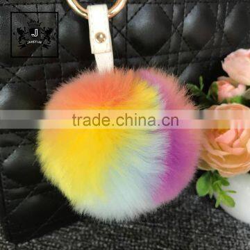 Beautiful Car Handbag Decoration Accessories Plush Keychain Ring Faux Fur Pom