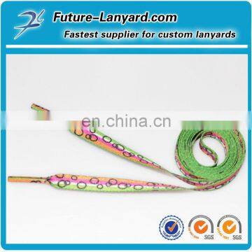 Flat shoelaces with dye sublimation logo