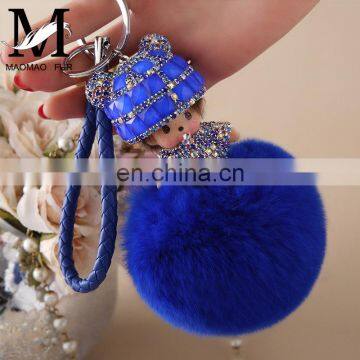 2016 Lovely Luxury Crysta Monchichi Pendant Keyring Rabbit Fur Monchichi Moll Keychain