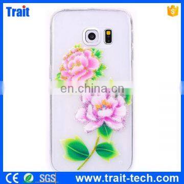 Paypal Accept Crafts Flower Pattern Soft PU Case for Samsung Galaxy S6 Edge G9250 photo-4