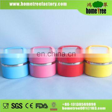 1to4 Layers Promotion Gift Portable Plastic Outside Round Stainless Steel Lunch Box