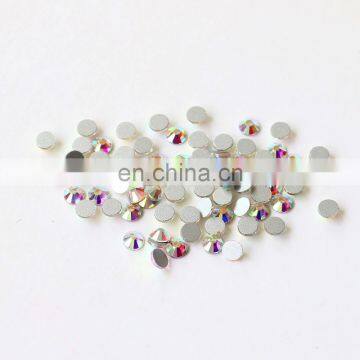 Crystal ab color flat back glass rhinestones for dresses decoration