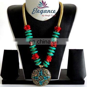 fashion Costume Imitation Artificial jewelry-Indian Handmade Beaded Jewelry-party wear jewelry-Beaded Necklace Jewelry