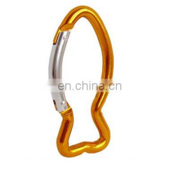 5pcs Fish Shape Aluminum Carabiner Colored Key Ring Keychain Snap Hook, Dimensions: 94.3mm x 45.4mm x 7.86mm