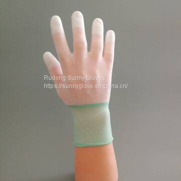 18g Nylon Waterbase PU Resin Finger Coated Glove