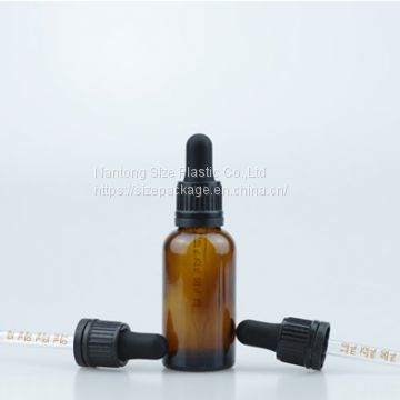 30ml Amber Glass Bottle With 18-415 Small Head Tamper Evident Dropper Cap