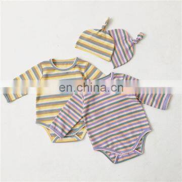 Wholesale Newborn Baby Clothes Baby Girls Boys Rainbow Strip Romper Clothes