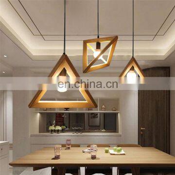 Triangle Wooden Frame Chandelier Lighting Wood Hanging Lamp for Home Decor photo-6
