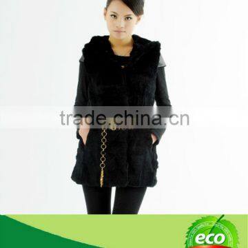 Fashion Luxurious Pretty Real Red Rex Rabbit Fur Women Winter Coat