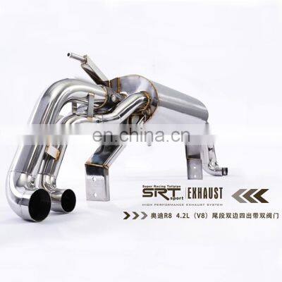 super racing tailpipe exhaust system for AUDI R8 valve exhaust cat back with quad double tip