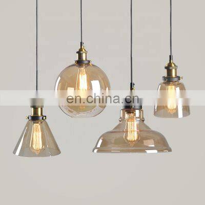 Retro American Industrial Style Single-Head Glass Pendant Light E27