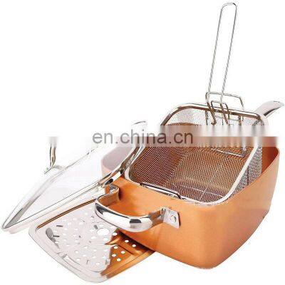 Customized Non Stick Chicken Roasting Aluminum Large Frying Baking Pan With Glass Lid photo-4