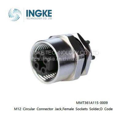 MMT361A115-0009, M12 Circular Connector Jack, Female Sockets Solder,D Code,4PIN,INGKE