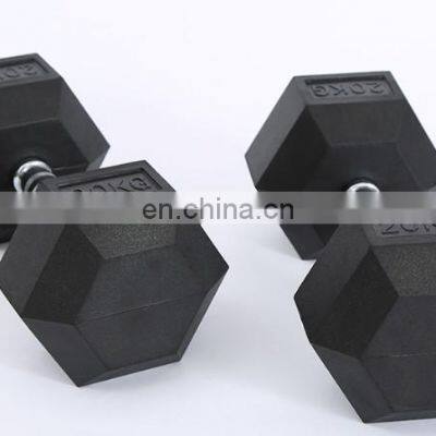 Cross Fitness Gym Basic Equipment Rubber Coated Hex Dumbbell photo-5