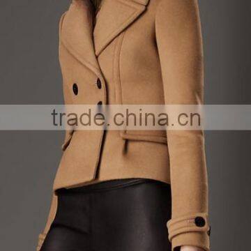 Bonded Wool Cropped Pea Coat for lady