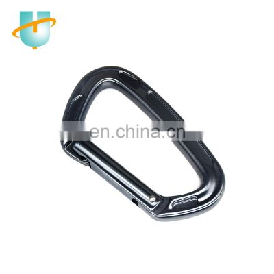 Clip Gate Black 2400kg Carabiner, D Ring Aluminum Carabiner For Outdoor Activity