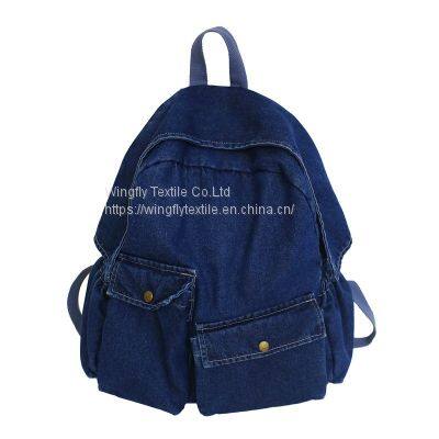 School Denim Backpack Simple Student Jean Bag Ins Canvas Big Weekend Jeans Bag Denim Shoulders Bag