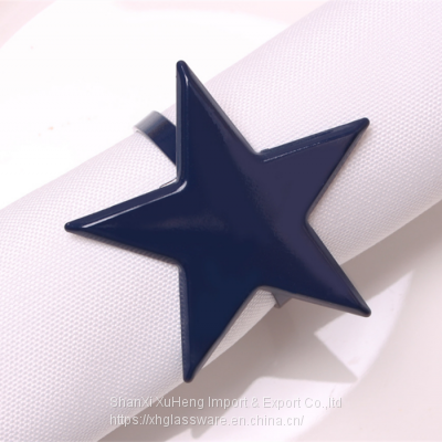 Rose Gold Silver Red White Colored Five-pointed Star Table Napkin Buckle Rings photo-4